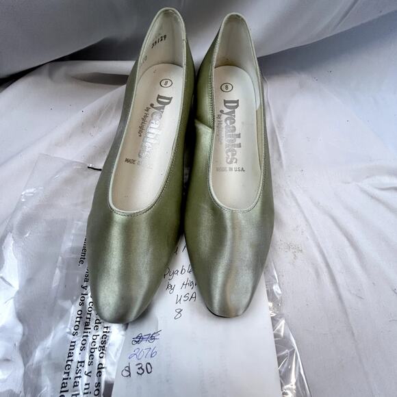Dyeables by Highlights Vintage Size 8 Made USA Pump heels light Gold - Picture 12 of 14